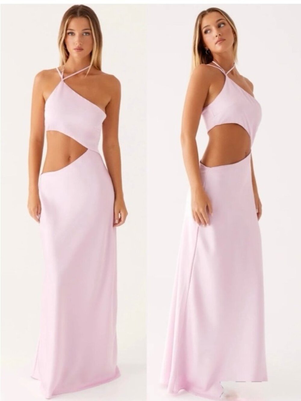 Peppermayo Courtney Maxi Dress Size 4 Formal Gown Cutout Asymmetric Satin Chic